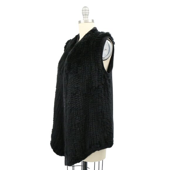 Vince Rex Rabbit Fur Drape Front Sweater Vest S - Picture 7 of 9